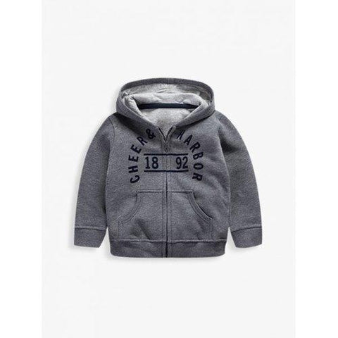 Long Sleeve Letter Print Pocket Design Boy's Hoodie - Gray 100