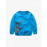 Long Sleeve Round Neck Monkey Jacquard Sweater - Blue 115