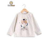 Cartoon Figure Pattern Round Neck Girl's Sweatshirt - Gray Child-2
