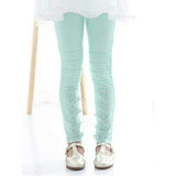 Elastic Waist Flower Embellished Girl's Leggings - Green 130