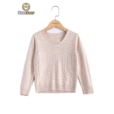 V-Neck Pullover Sweater - Light Apricot Child-4