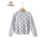 Elephant Pattern Pullover Sweater - Light Gray Child-4