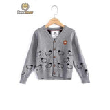 V-Neck Sheep Pattern Cardigan - Gray Child-4