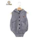 Girl's Sleeveless High Low Hooded Cardigan - Gray Child-4