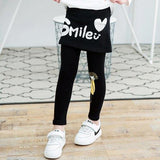 Cute Letter Print Cartoon Girl Pattern Leggings - Black 130