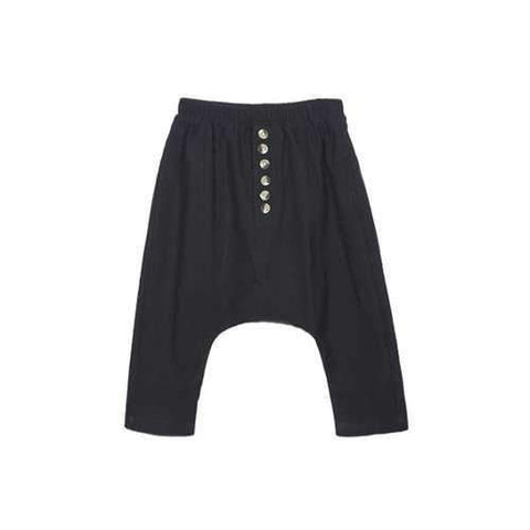 Button Embellished Harem Pants - Black 130