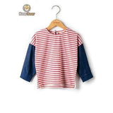 Stylish Color Block Striped T-Shirt - Red Child-2