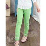 Rhinestone Embellished Lace Design Pants - Green 140
