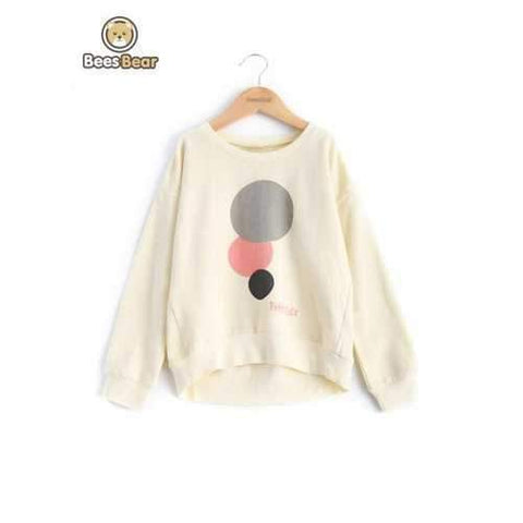 Stylish Long Sleeve Circle Print Sweatshirt - Light Yellow Child-2