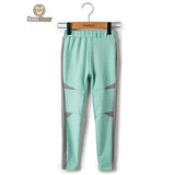 Stylish Elastic Waist Color Splice Pants - Light Blue Child-2