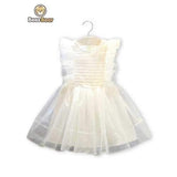 Cute Flounced Solid Color Bowknot Design Dress - White Child-2