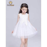 Cute Lace Spliced Ball Gown Dress - White Child-8