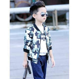 Long Sleeve Digital Print Baseball Jacket - 130