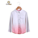 Ombre Color Long Sleeve Pocket Design Shirt - White Child-5