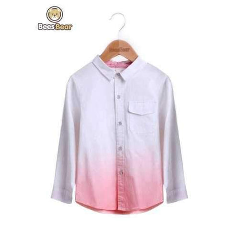 Ombre Color Long Sleeve Pocket Design Shirt - White Child-5