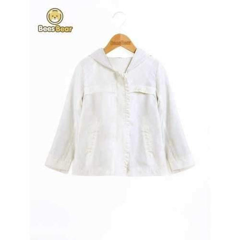 Long Sleeve Hooded Jacket - White Child-5
