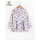 Drawstring High Low Leaf Print Hooded Jacket - Pink Child-5