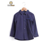 Long Sleeve Single-Breasted Slim Shirt - Purplish Blue Child-5