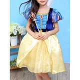 Short Sleeve Princess Cosplay Dress With Cape - Blue 150