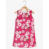 Sunflower Print Mini Princess Dress - Rose Red 100