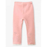 Rhinestone Design Lace Spliced Leggings - Pink 80