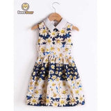 Flat Collar Floral Print Mini Flare Dress - Off-white Child-5