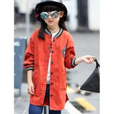Long Sleeve Snap Button Baseball Trench Coat - Orange 120