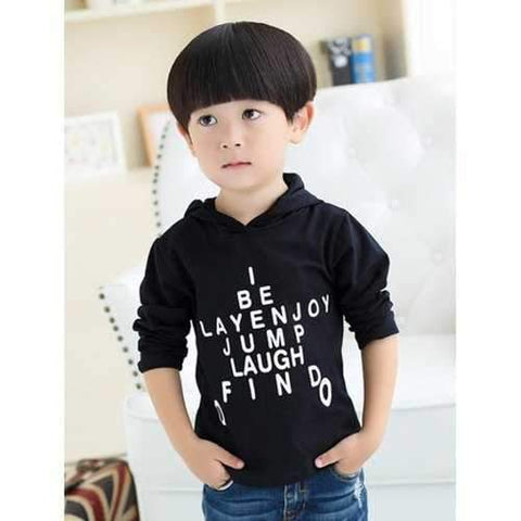 Letter Printing Cotton Blend Hoodie - Black 80