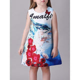Scenery Print Princess Dress - White 130