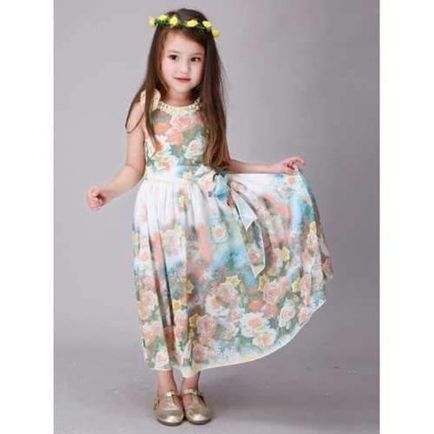 Floral Print Maxi Princess Dress - Yellow 110