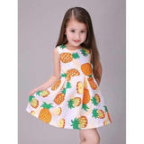 Zip Back Pineapple Printed Princess Dress - Orange 150