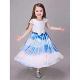 Lace Splicing Bowknot Maxi Mesh Dress - White 100