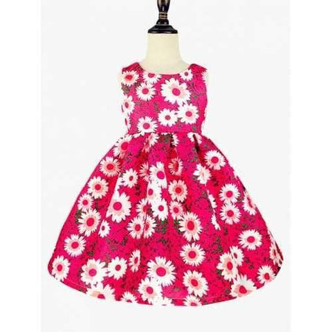 Floral Print A-Line Mini Dress - Rose Red 130