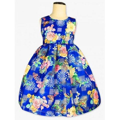 Flower Printed Mini Dress - Blue 100