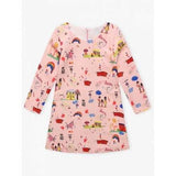 Kids Cartoon Print Mini Dress - Pink 100