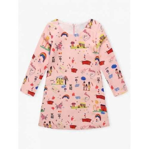 Kids Cartoon Print Mini Dress - Pink 100