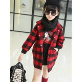 Beauty Print Plaid Wool Coat - Red 120