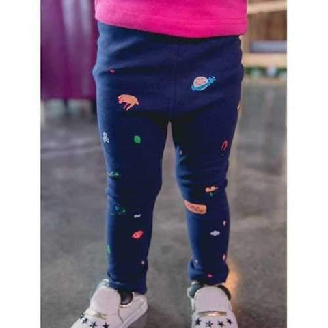 Cartoon Print Leggings - Cadetblue 110