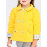 Tiny Flower Print Double-Breasted Trapeze Coat - Yellow 100