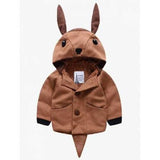Kids Hooded Cartoon Rabbit Shape Wool Coat - Coffee 130