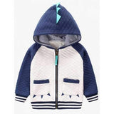 Kids Hooded Cartoon Dinosaur Shape Coat - Deep Blue 140