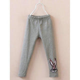 Sequin Embellished Rabbit Pattern Leggings - Gray 110