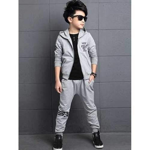 Graphic Printed Hoodie + Jogger Pants Sportive Twinset - Gray 120
