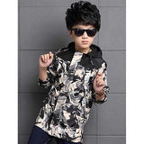Spliced Letter Camouflage Printed Jacket - Gray 160