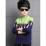 Crew Neck Letter Printed Sweater - Green 120