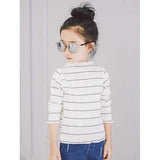 High Neck Striped Knitted Wear - White 130