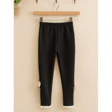 Bowknot Embellished Crochet Leggings - Black 130