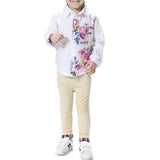 Floral Print Boys Outfits - White 140
