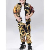 3D Animal Print Boys Outfits - Yellow 140