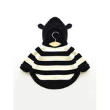 Hooded Stripe Knitted Sweater - Black 120